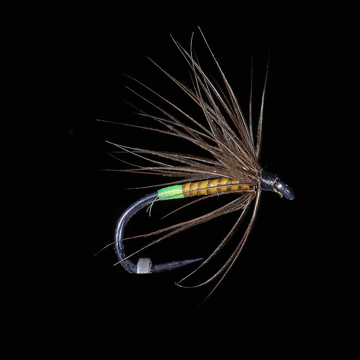 Baits, Lures & Flies 3 x mouches sèches H14 grise à corps jaune fliegen mosca Sp